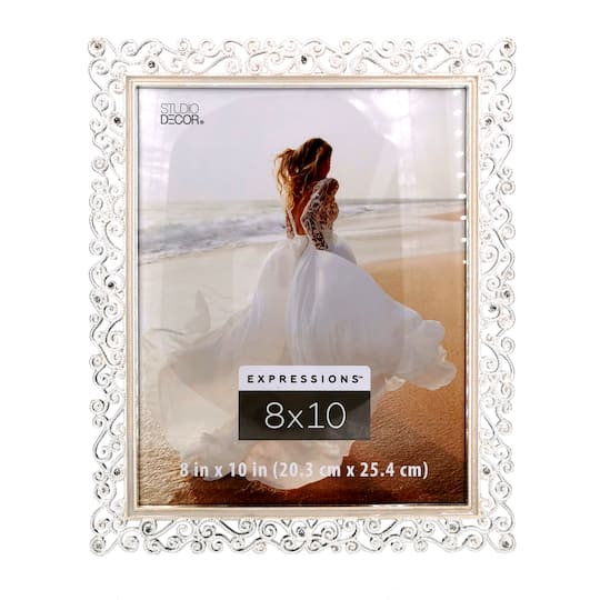 Expressions™ Silver Scroll Jeweled Frame by Studio Décor